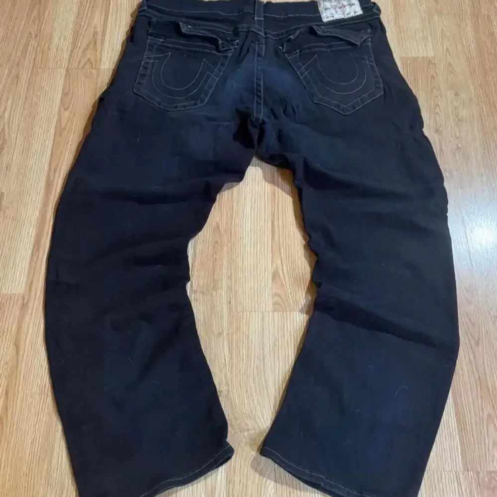True Religion Ricky Relaxed Straight Leg Jeans Black Size 36
